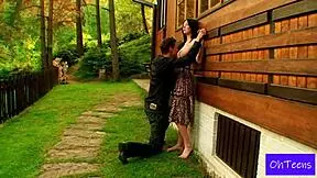 kattie and kristof explore their first college adventures in a public outdoor setting with friends