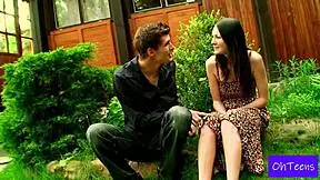 kattie and kristof explore their first college adventures in a public outdoor setting with friends