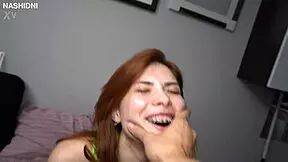 Intense anal creampie with toy and facial on red-haired beauty