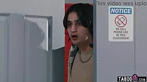 Bisexual redhead milf stepmom and teacher share stepson's hard cock in group threesome