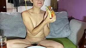 Latina eats boyfriend's cum for dessert