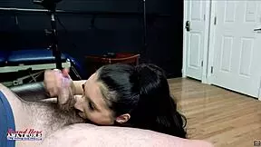 hot brunette raven lane sucks a cock and gets her twat fingered and fucked 😈