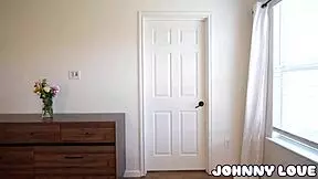 Young blonde angel showcases her natural big tits in a playful session with johnny.