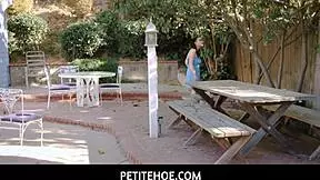 Petite teen with big tits endures rough fucking and deepthroat in nude scene.