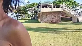 She Shouts, 'Stripping On The Public Beach X2!'