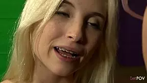 Tiny blonde teen licks mature girlfriend