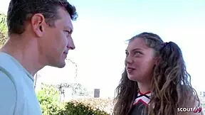 How did petite cheerleader Elena Koshka trick her coach to fuck at home?