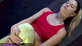 Lexi Dona scissoring her athletic friend after yoga in the fitness room