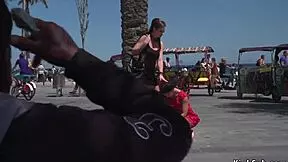 What is curvy petite euro babe doing on streets?