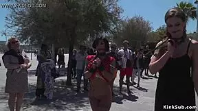 What is curvy petite euro babe doing on streets?