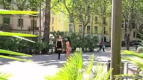 What is curvy petite euro babe doing on streets?