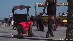 What is curvy petite euro babe doing on streets?