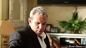 my petite stepdaughter gets jizzed on pussy