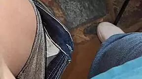 Pulling up panties after surprise.