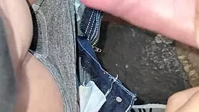 Pulling up panties after surprise.