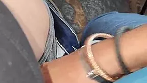 Pulling up panties after surprise.