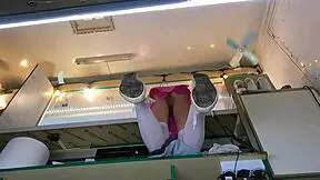 Boss plays with shop assistant's pussy during customer talk.