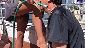 erotique entertainment - free promo erotiquefetish threesome two amateur girls one big dick outdoor footjobs barefoot patio wet dreams starring eric john