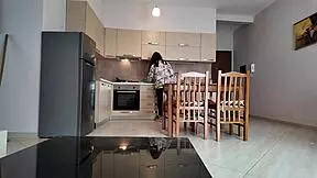 Stepmom shocked by stepsons huge dick in kitchen