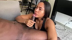 Cute Chicha Deep Throats Huge Cock in Amateur Couple Session