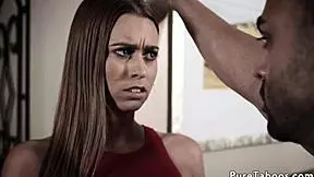 Beautiful glam teen drilled in taboo threeway