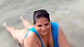 Latina Gordita With Biggest Ass On The Beach.