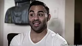 Beautiful glam teen drilled in taboo threeway