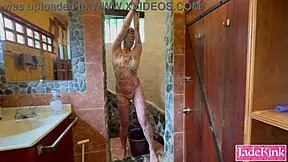 obedient slave bound and teased with foam play