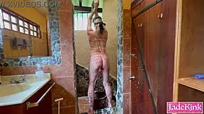 obedient slave bound and teased with foam play