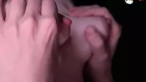 i close up on licking sucking and touching young babe's puffy tits and nipples moaning