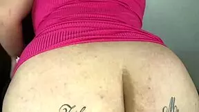 Young Latina girl masturbates on the sofa, touching her big clit and natural tits while using a buttplug