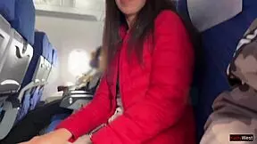 Risky public jerking off on a plane full of people - public dick flashing 😏