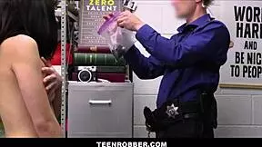 Tiny Tits Shoplifter Orgasms on Officer Dick!