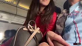 Risky public jerking off on a plane full of people - public dick flashing 😏