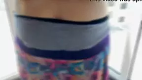 Hairy teen 18+ fucks risky in front of window opposite new building in 4k. She strips showing cute milky tits.