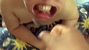 i fuck her face and cum on her nose