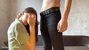 young wife sucks juicy gets cock in pussy and cum on face