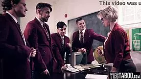 Horny Students Gangbang Huge Tits BBW Mature Teacher In Classroom