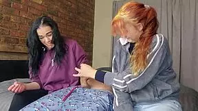 Two shy girls jerking my huge cock together, so fun! 😍