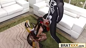 Petite Trick-Or-Treater Fucks Spooky Monster Cock