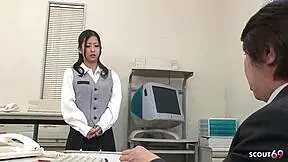 Perfect body Japanese secretary seduces boss for rough bondage sex in office