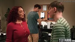 I watch horny teen students double penetrate the busty milf teacher in class