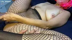 hot busty girl gets fucked in fishnet stockings