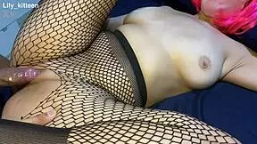hot busty girl gets fucked in fishnet stockings