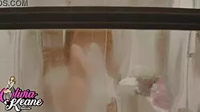 You Watch Your British Neighbor With Long Hair And Blue Eyes In The Shower