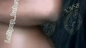 sexy black babe gets horny at home after smoking