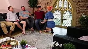 Hey, this hot nurse in the hospital is sucking off all her patients in a wild group blowbang, getting cum on her tits and swallowing it all 😏💦