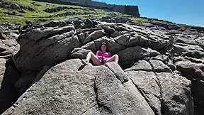 Curvy Milf Cumed With Big Exotic Dildo On The Beach