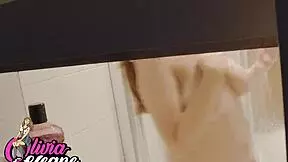 You Watch Your British Neighbor With Long Hair And Blue Eyes In The Shower