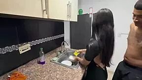 A young 18-year-old Latina stepsister gets fucked hard in the kitchen by her perverted stepbrother.